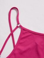 Plus Size Summer Casual Low Cut Hollow Out Asymmetrical Hem Cami Pajama Top - Image 3