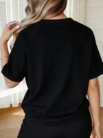 "I May Be A Handful But So Are My " Red Print T-Shirt Pajama Top For Women, Soft Cotton Blend Short Sleeve Crew Neck Sleep Shirt, Comfortable Relaxed Fit Loungewear, Bold & Sassy Sexy Design Casual Nightwear, Breathable Cozy PJs Top For All Seasons, Perfect Gift For Confident & Bold Women - Image 6