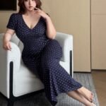 Dazy Plus Tiny Floral All-Over Print Tight-Fitting Long Nightgown, Short Sleeve Sleepwear For Spring/Summer Pajamas