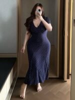 Dazy Plus Tiny Floral All-Over Print Tight-Fitting Long Nightgown, Short Sleeve Sleepwear For Spring/Summer Pajamas - Image 3