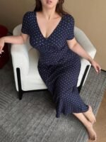 Dazy Plus Tiny Floral All-Over Print Tight-Fitting Long Nightgown, Short Sleeve Sleepwear For Spring/Summer Pajamas - Image 4