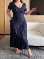 Dazy Plus Tiny Floral All-Over Print Tight-Fitting Long Nightgown, Short Sleeve Sleepwear For Spring/Summer Pajamas - Image 5