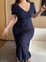 Dazy Plus Tiny Floral All-Over Print Tight-Fitting Long Nightgown, Short Sleeve Sleepwear For Spring/Summer Pajamas - Image 6