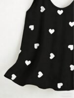 Plus Size Women's Sleepwear Top, Cute Heart Valentine's Day Couple Print Round Neck Camisole Spaghetti Strap Cold-Shoulder Backless, Spring/Summer 1pc - Image 4