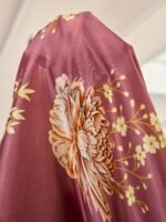 MuseNap CURVE Elegant Satin Printed Lace Ruffle Sleeve V-Neck Long Nightgown, Plus Size - Image 7