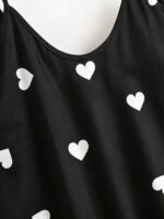 Plus Size Women's Sleepwear Top, Cute Heart Valentine's Day Couple Print Round Neck Camisole Spaghetti Strap Cold-Shoulder Backless, Spring/Summer 1pc - Image 5