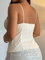 Dazy Plus Plus Size Women's Romantic French Style Ruffle Drawstring Satin Camisole Top, Spring/Summer Pajamas - Image 4