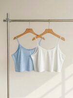 Slumberry CURVE Casual INS Comfortable Button Knit Ribbed Camisole & Shorts 2 Pieces Pajama Set, Plus Size - Image 2