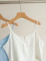 Slumberry CURVE Casual INS Comfortable Button Knit Ribbed Camisole & Shorts 2 Pieces Pajama Set, Plus Size - Image 4