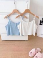 Slumberry CURVE Casual INS Comfortable Button Knit Ribbed Camisole & Shorts 2 Pieces Pajama Set, Plus Size - Image 7