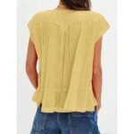 Women Summer Boho Tie Front Lace Trim Tank Tops Y2k Flowy Frilly Chiffon Vest Beach Button Ruffle Eyelet Tank Tops - Image 2