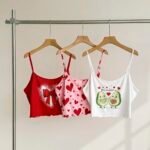 Slumberry CURVE 3pcs/Set Cute Avocado Heart Bow Print Camisole Plus Size Women Sleepwear Top