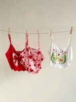 Slumberry CURVE 3pcs/Set Cute Avocado Heart Bow Print Camisole Plus Size Women Sleepwear Top - Image 3