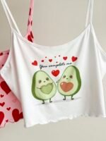 Slumberry CURVE 3pcs/Set Cute Avocado Heart Bow Print Camisole Plus Size Women Sleepwear Top - Image 4