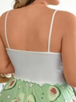 Slumberry CURVE Cute Cartoon Avocado Print Y2K Energetic Plus Size Women Sleepwear Top Night White Summer - Image 2