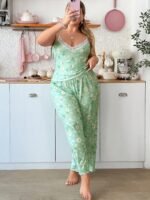 Slumberry CURVE Sweet Ditsy Floral Lace Camisole Plus Size Pajama Set - Image 3