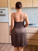 Napfluff CURVE Napfluff CURVE Polka Dot Spaghetti Strap Nightgown For Women, French Vintage Waist-Cinched Slimming V-Neck Loungewear Dress - Image 2