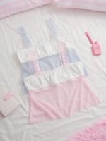 Slumberry CURVE Sweet Ins Polka Dot Mesh Ruffle Bow Decor Patchwork Knit Fabric Plus Size Women's Pajama Top 2pcs - Image 2