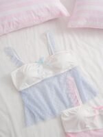 Slumberry CURVE Sweet Ins Polka Dot Mesh Ruffle Bow Decor Patchwork Knit Fabric Plus Size Women's Pajama Top 2pcs - Image 5