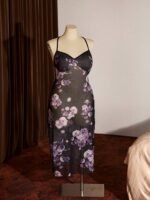 Slumberist Vintage Sexy Mesh Purple Floral Print Camisole Nightgown Elegant Fitted Dress Women Plus Size - Image 6