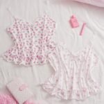 Slumberry CURVE Plus Size Sweet Cute Bow & Cherry Print Lace Camisole Top 2 Pieces Set