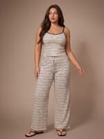 Lazeform Women's Casual Striped Camisole & Long Pants Plus Size Pajama Set - Image 7