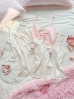 Slumberry CURVE Plus Size Women Sweet Cute Lace Camisole Dessert Ice Cream Cookie Print Knit Pajama Top 4pcs Set