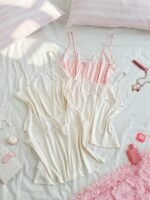 Slumberry CURVE Plus Size Women Sweet Cute Lace Camisole Dessert Ice Cream Cookie Print Knit Pajama Top 4pcs Set - Image 2