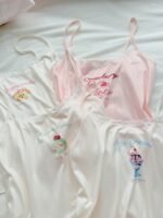 Slumberry CURVE Plus Size Women Sweet Cute Lace Camisole Dessert Ice Cream Cookie Print Knit Pajama Top 4pcs Set - Image 3
