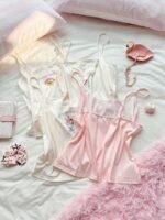 Slumberry CURVE Plus Size Women Sweet Cute Lace Camisole Dessert Ice Cream Cookie Print Knit Pajama Top 4pcs Set - Image 6