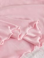 Slumberry CURVE Sweet Romantic Contrast Color Lace Bow Patchwork Ruched Comfortable Jacquard Knit 2pcs Plus Size Pajama Top - Image 4
